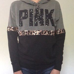 Victoria’s Secret PINK animal print sequin hoodie